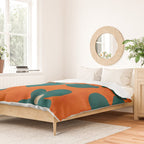 Teal Orange Minimalist Flower Modern Artwork Duvet Cover Gallery Image 2