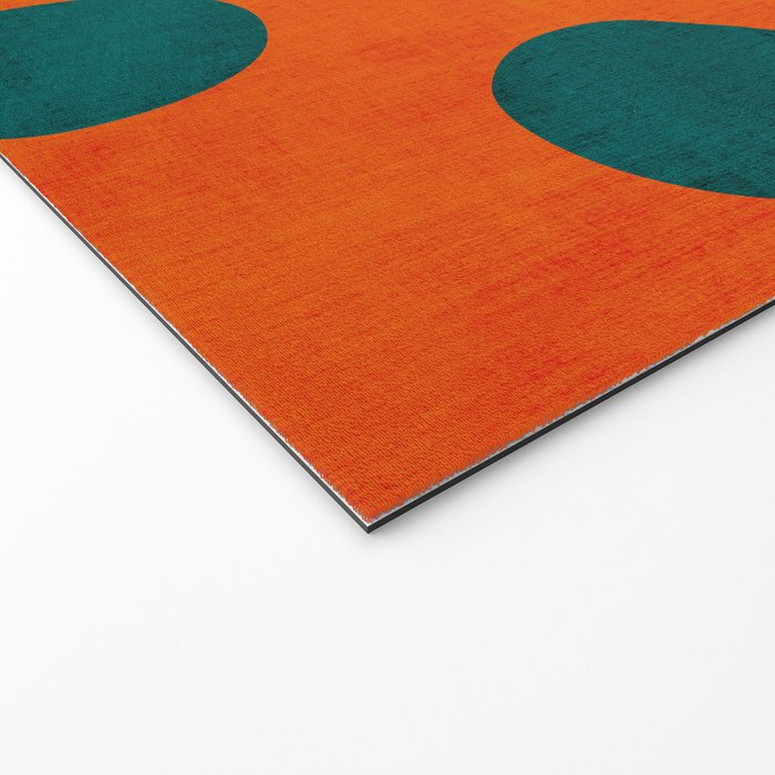 Teal Orange Minimalist Flower Modern Artwork Welcome Mat Gallery Image 2