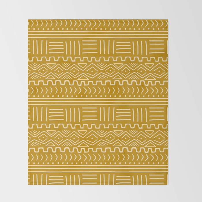 Mud Cloth on Mustard Throw Blanket Gallery Image 2