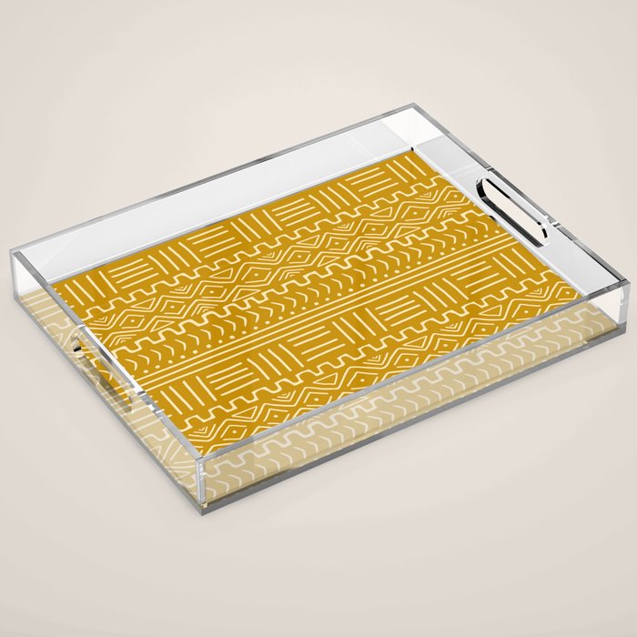 Mud Cloth on Mustard Acrylic Tray Gallery Image 1