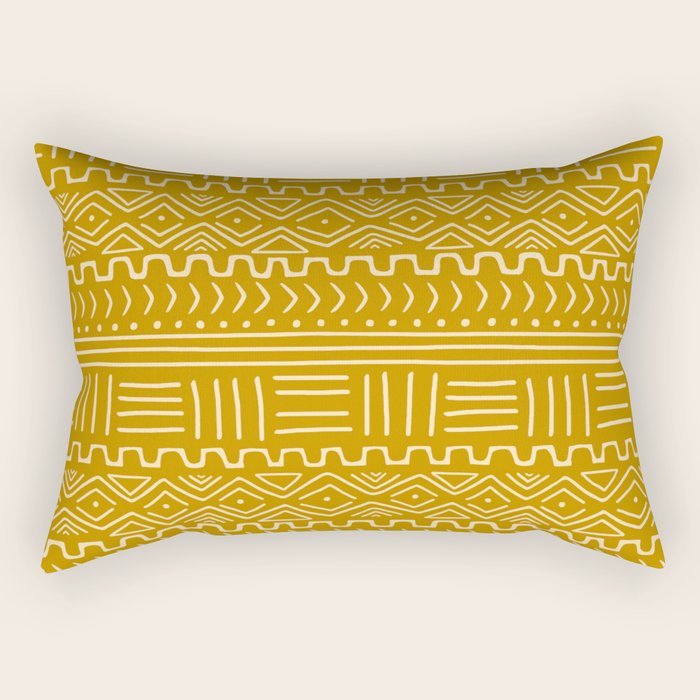 Mud Cloth on Mustard Rectangular Pillow Gallery Image 2