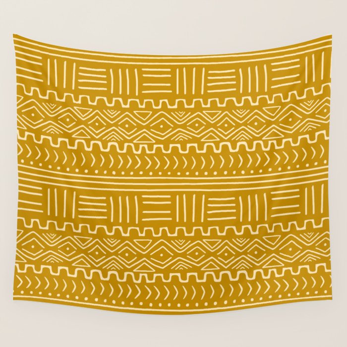 Mud Cloth on Mustard Wall Tapestry Gallery Image 4