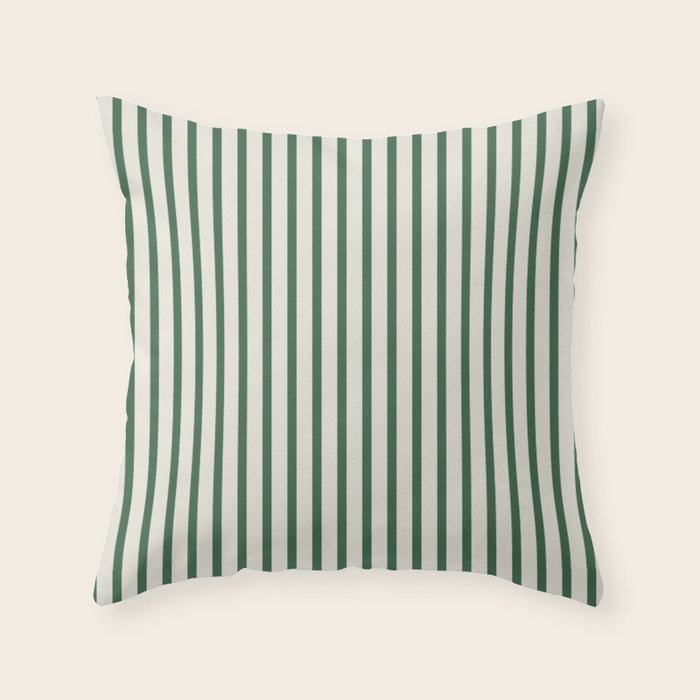 Green And Cream Striped Throw Pillow Gallery Image 6