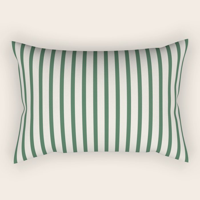 Green And Cream Striped Rectangular Pillow Gallery Image 2