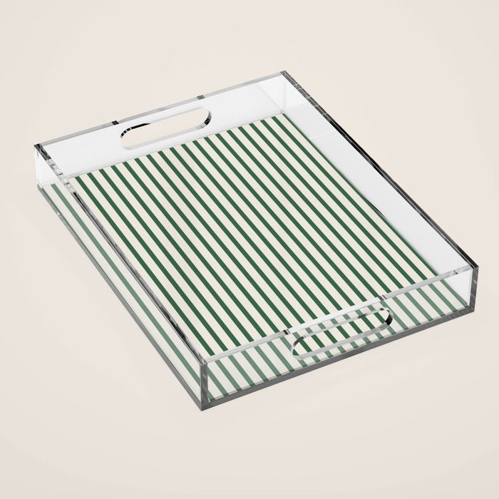 Green And Cream Striped Acrylic Tray Gallery Image 1
