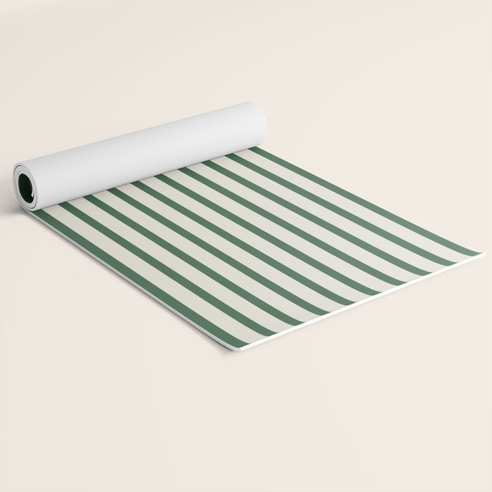 Green And Cream Striped Yoga Mat Gallery Image 2