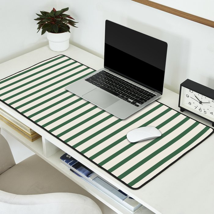 Green And Cream Striped Desk Mat Gallery Image 2