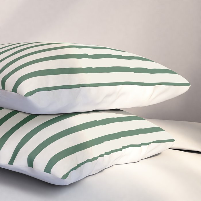 Green And Cream Striped Pillow Sham Gallery Image 3
