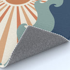 Retro, Sun and Wave Art, Blue and Orange Rug Gallery Image 4