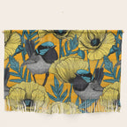 Fairy wren and poppies in yellow Wall Hanging Gallery Image 1