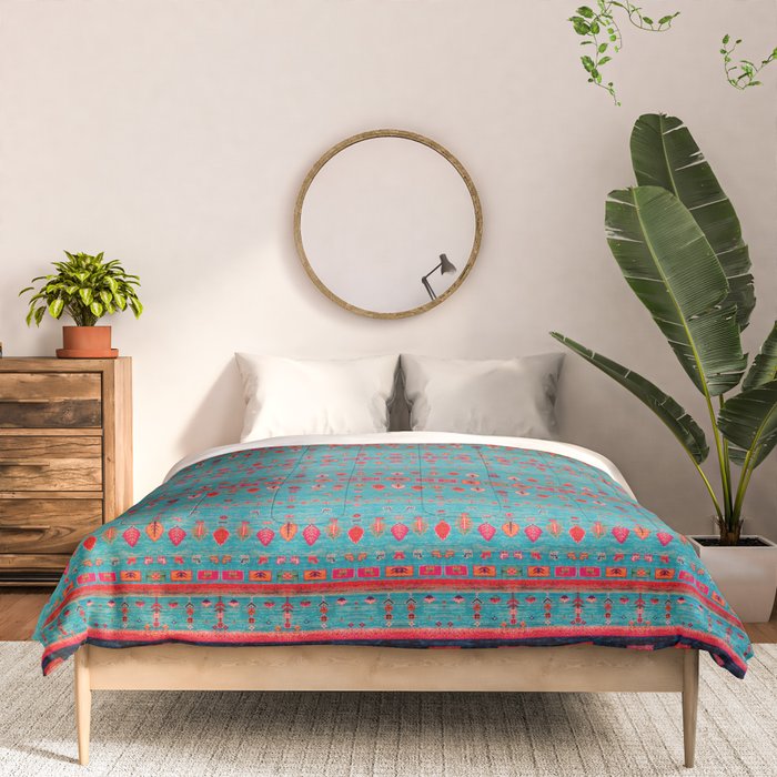 Traditional Berber Bohemian Moroccan Handmade Fabric Style Fall Autumn Color Inspiration Comforter Gallery Image 3
