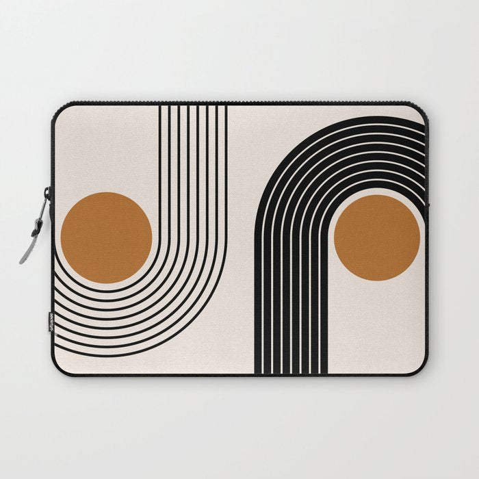 Minimalist Minimal Nesting Rainbow Race Tracks Bohemian Boho Mid Century Modern Trendy Art Laptop Sleeve Gallery Image 1