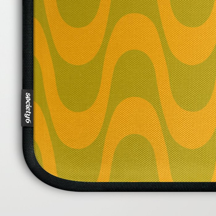Retro Groovy Waves - Yellow and Green Laptop Sleeve Gallery Image 3
