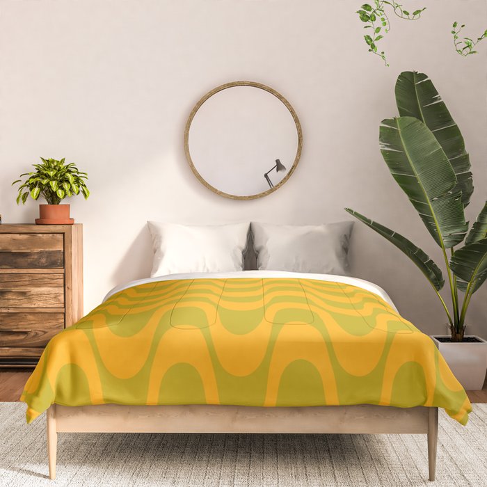 Retro Groovy Waves - Yellow and Green Comforter Gallery Image 3