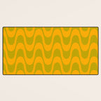 Retro Groovy Waves - Yellow and Green Desk Mat Gallery Image 3