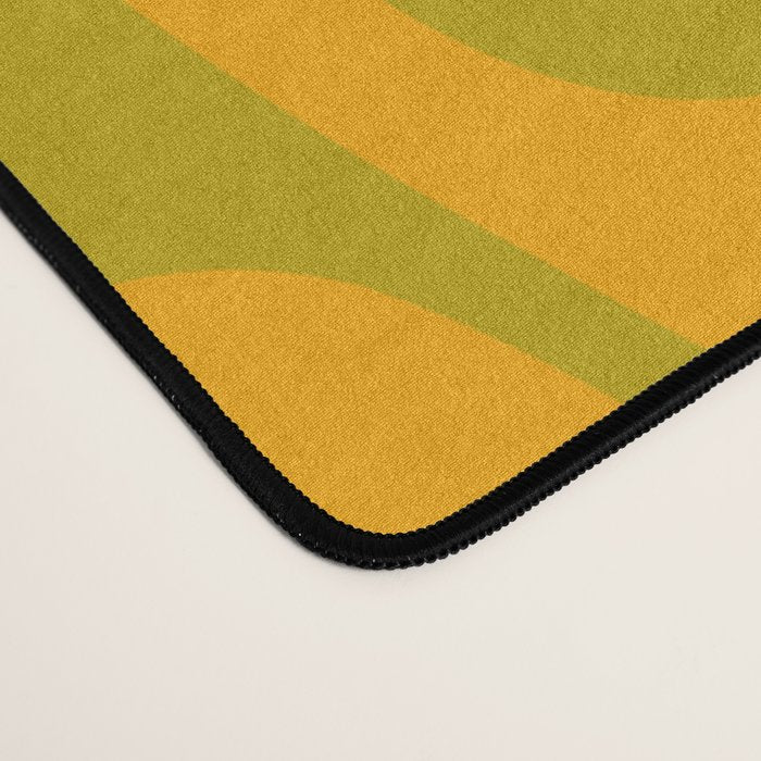 Retro Groovy Waves - Yellow and Green Desk Mat Gallery Image 4
