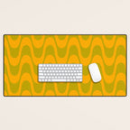 Retro Groovy Waves - Yellow and Green Desk Mat Gallery Image 1