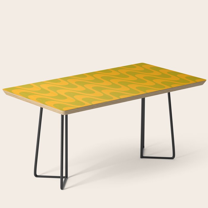 Retro Groovy Waves - Yellow and Green Coffee Table Gallery Image 1