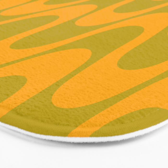Retro Groovy Waves - Yellow and Green Bath Mat Gallery Image 3