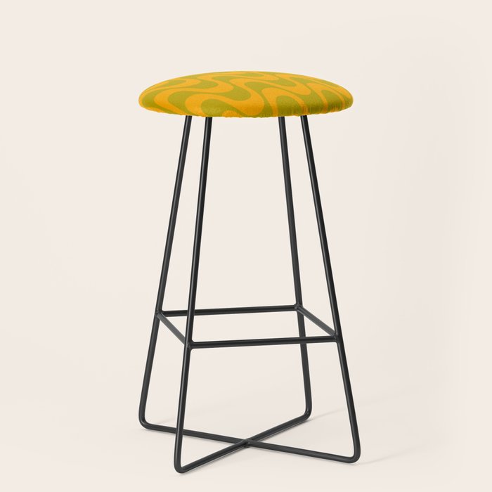Retro Groovy Waves - Yellow and Green Stool Gallery Image 1