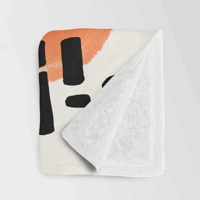 Mid Century Modern abstract Minimalist Fun Colorful Shapes Patterns Orange Watercolor Wiggle Stroke Throw Blanket Gallery Image 3