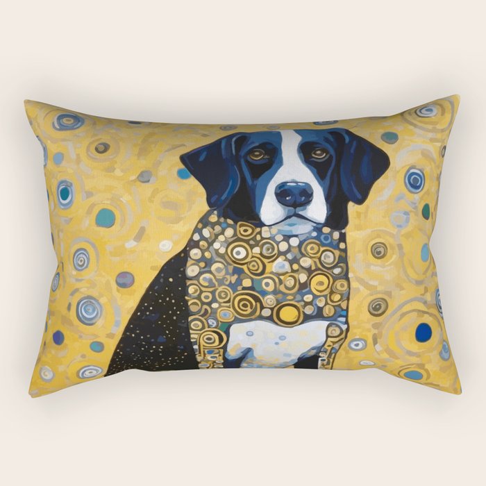 Gustav Klimt Style Dog with Blue and Gold Coat Rectangular Pillow Gallery Image 2