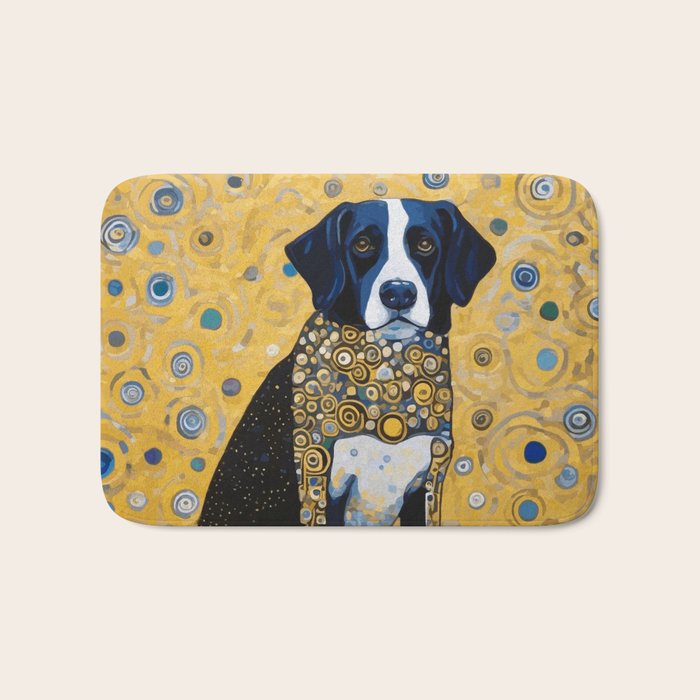 Gustav Klimt Style Dog with Blue and Gold Coat Bath Mat Gallery Image 1