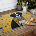 Gustav Klimt Style Dog with Blue and Gold Coat Outdoor Rug Gallery Image 2