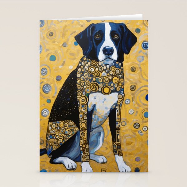 Gustav Klimt Style Dog with Blue and Gold Coat Stationery Card Gallery Image 2