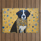 Gustav Klimt Style Dog with Blue and Gold Coat Outdoor Rug Gallery Image 1