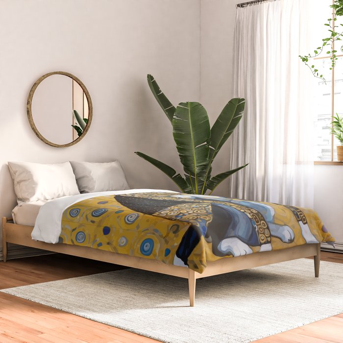 Gustav Klimt Style Dog with Blue and Gold Coat Comforter Gallery Image 2
