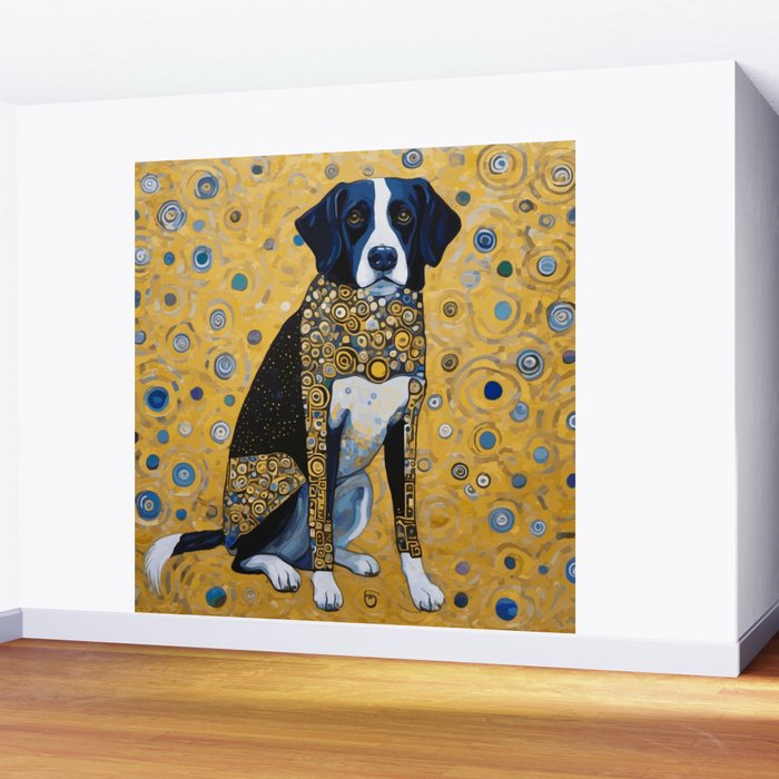 Gustav Klimt Style Dog with Blue and Gold Coat Wall Mural Gallery Image 2
