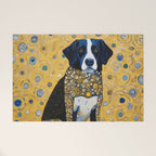 Gustav Klimt Style Dog with Blue and Gold Coat Welcome Mat Gallery Image 1