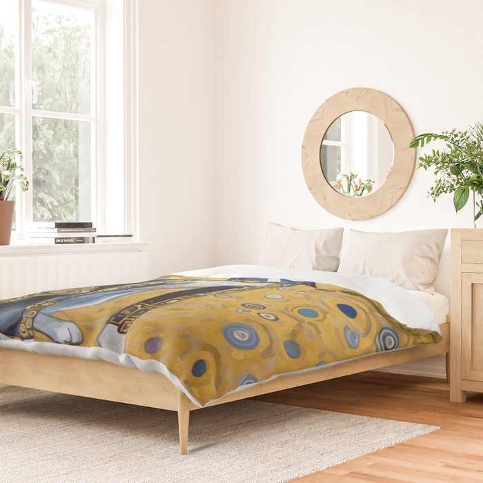 Gustav Klimt Style Dog with Blue and Gold Coat Duvet Cover Gallery Image 2