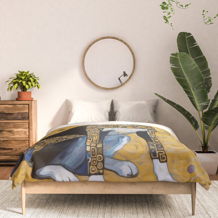 Gustav Klimt Style Dog with Blue and Gold Coat Comforter Gallery Image 3