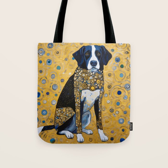 Gustav Klimt Style Dog with Blue and Gold Coat Tote Bag Gallery Image 1