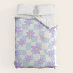 Retro psychedelic flower checkered print Duvet Cover Gallery Image 6