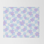Retro psychedelic flower checkered print Throw Blanket Gallery Image 2