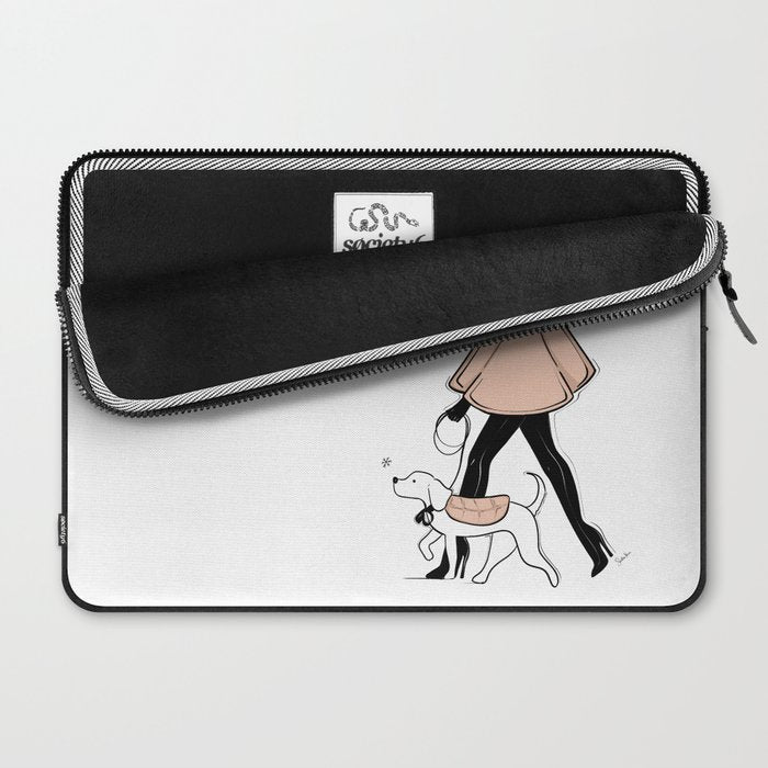 Winter Walk with my Pup Fashion Illustration Laptop Sleeve Gallery Image 2