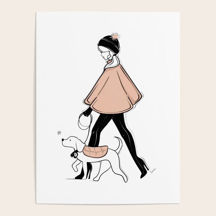 Winter Walk with my Pup Fashion Illustration Poster Gallery Image 4
