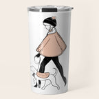 Winter Walk with my Pup Fashion Illustration Travel Mug Gallery Image 1