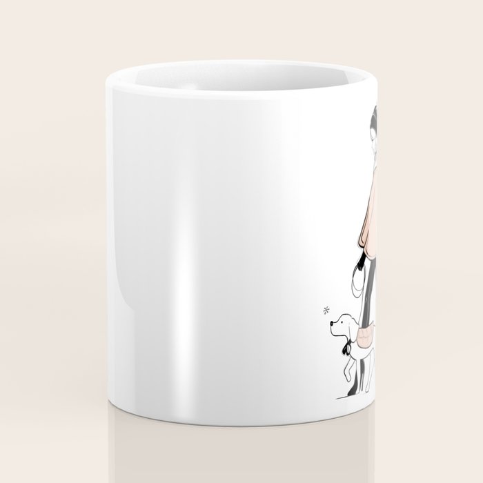 Winter Walk with my Pup Fashion Illustration Coffee Mug Gallery Image 4