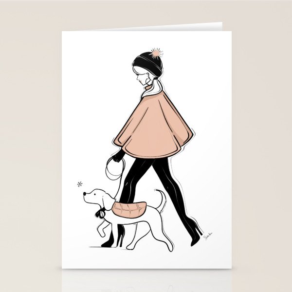 Winter Walk with my Pup Fashion Illustration Stationery Card Gallery Image 2