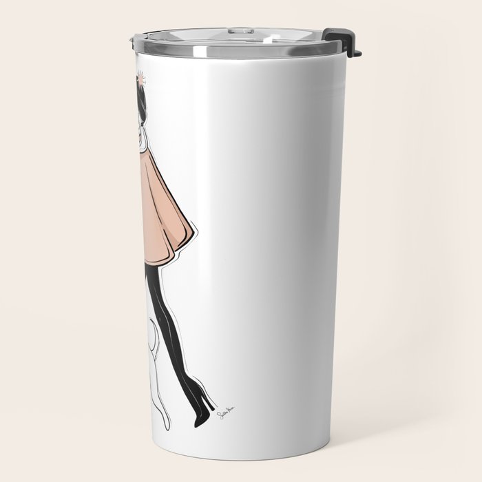 Winter Walk with my Pup Fashion Illustration Travel Mug Gallery Image 2
