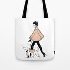 Winter Walk with my Pup Fashion Illustration Tote Bag Gallery Image 1