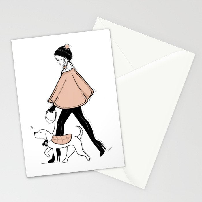 Winter Walk with my Pup Fashion Illustration Stationery Card Gallery Image 2