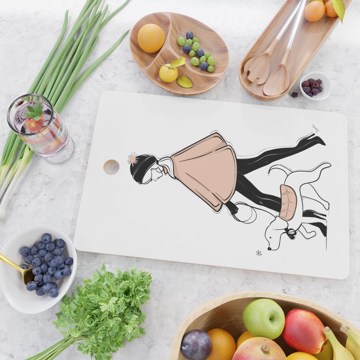 Winter Walk with my Pup Fashion Illustration Cutting Board Gallery Image 2