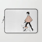Winter Walk with my Pup Fashion Illustration Laptop Sleeve Gallery Image 1