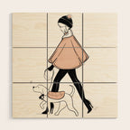 Winter Walk with my Pup Fashion Illustration Wood Wall Art Gallery Image 1