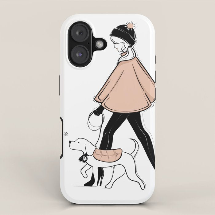 Winter Walk with my Pup Fashion Illustration iPhone Case Gallery Image 1